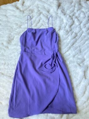 Never worn Lilac Spaghetti-Strap Wrap Mini Dress